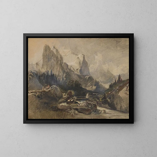 Le Wetterhorn dans l'Oberland bernois - Alexandre Calame — gerahmtes Bild an der Wand
