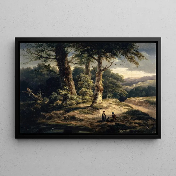 Landschaft mit Bäumen - Alexandre Calame — gerahmtes Bild an der Wand