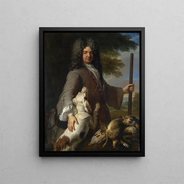 Portrait eines Jägers - Alexandre François Desportes — gerahmtes Bild an der Wand