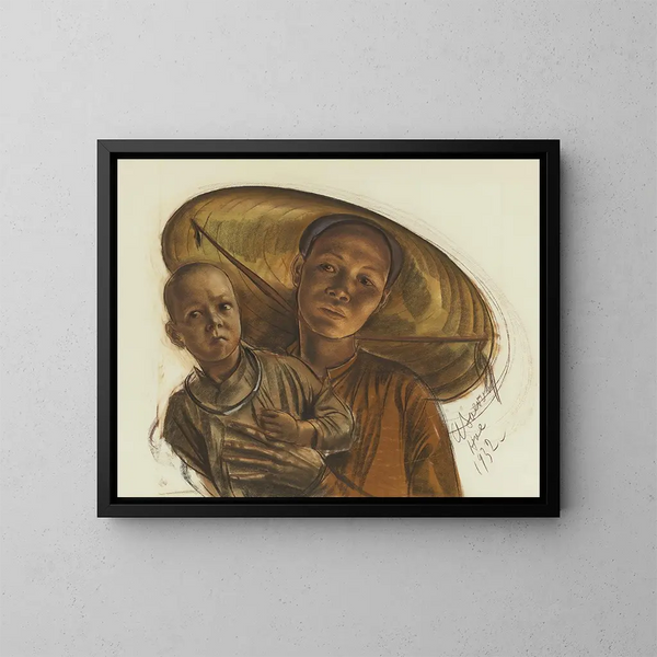 Mutter und Kind - Alexandre Iacovleff — gerahmtes Bild an der Wand