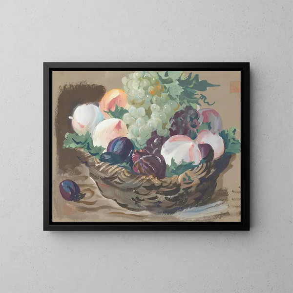 Naturstillleben mit weißen Trauben - Alexandre Iacovleff — gerahmtes Bild an der Wand