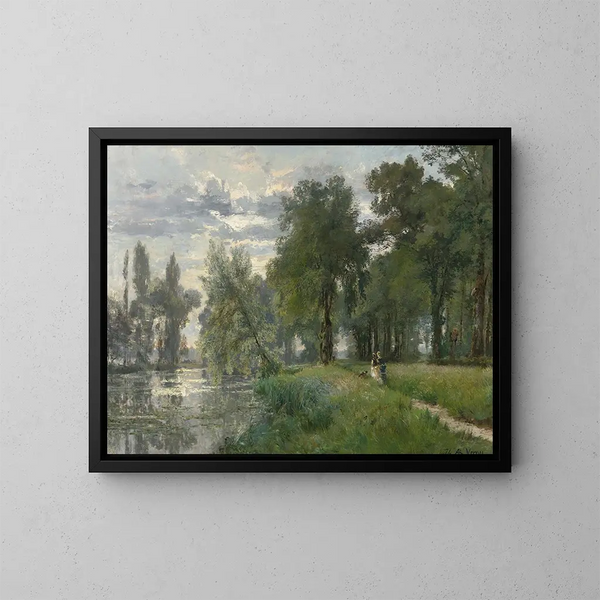 Spaziergang am Flussufer - Alexandre René Véron — gerahmtes Bild an der Wand