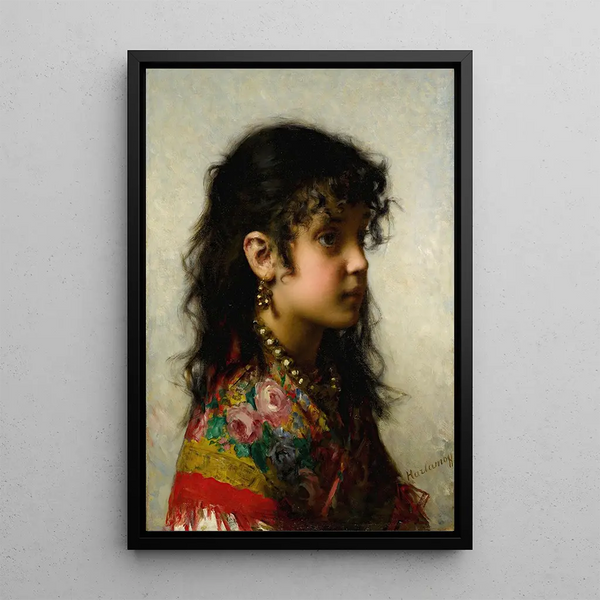 Mädchen mit Messingkette - Alexei Harlamoff — gerahmtes Bild an der Wand