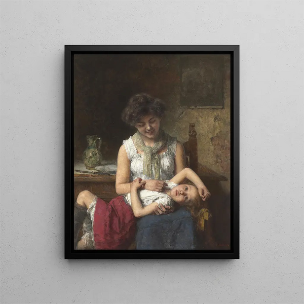 Mädchen in schlechter Laune - Alexei Harlamoff — gerahmtes Bild an der Wand