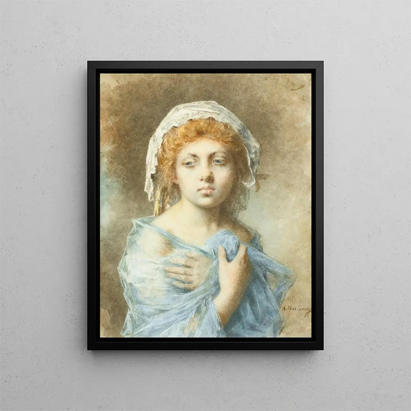 Portrait einer jungen Frau - Alexei Harlamoff — gerahmtes Bild an der Wand