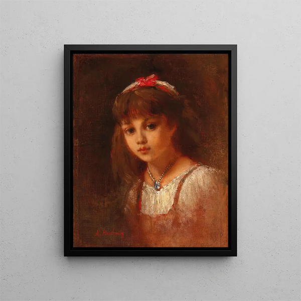 Junge Frau mit Kristallquarzschmuck - Alexei Harlamoff — gerahmtes Bild an der Wand
