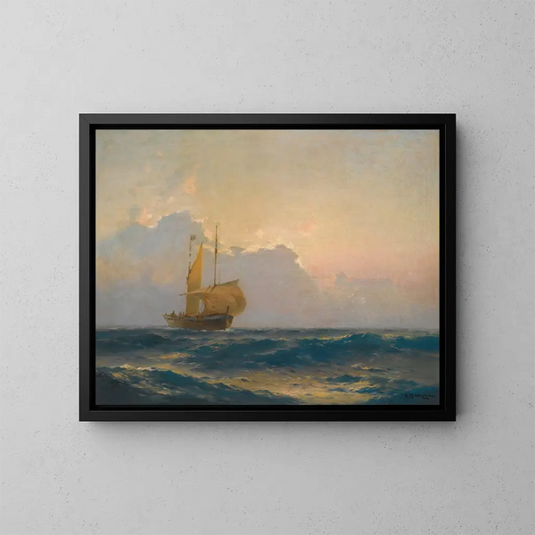 Bateau au crépuscule - Alexei Vasilievich Hanzen — gerahmtes Bild an der Wand
