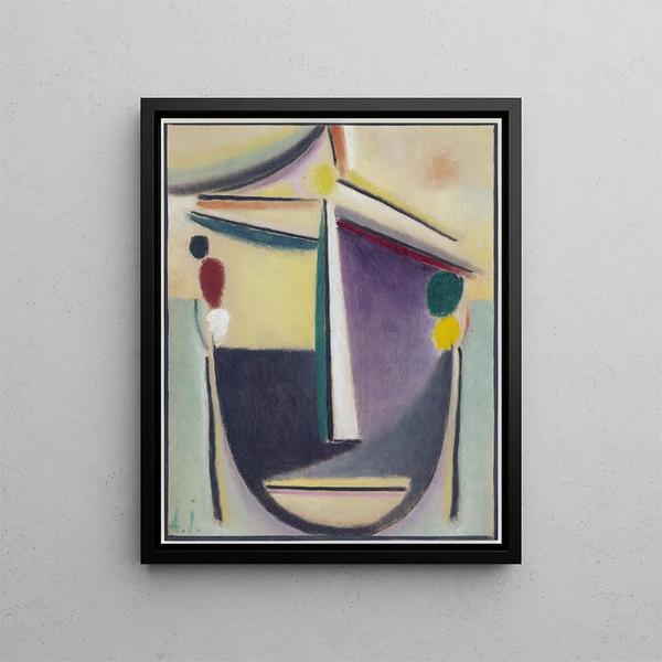 Abstrakte Kopf Schwarz Gelb Lila - Alexej von Jawlensky — gerahmtes Bild an der Wand