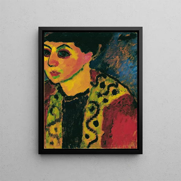 Dame auf blauem Hintergrund - Alexej von Jawlensky — gerahmtes Bild an der Wand