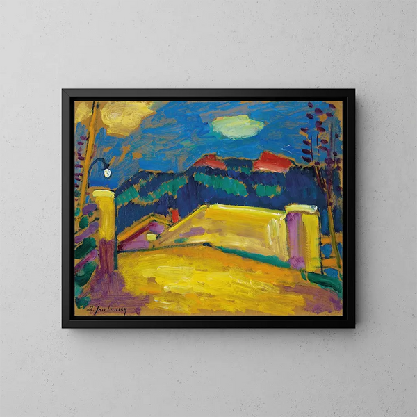 Landschaft mit Brücke - Alexej von Jawlensky — gerahmtes Bild an der Wand