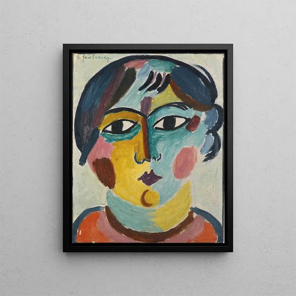 Kopf eines Mädchens - Alexej von Jawlensky — gerahmtes Bild an der Wand