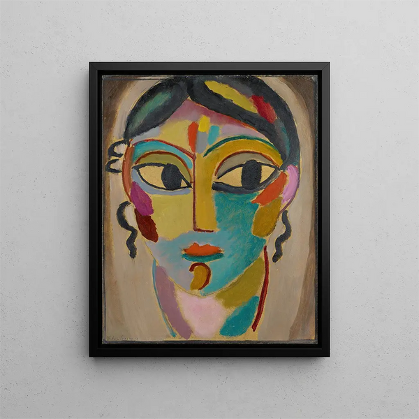 Mystische Kopf - Frontalansicht eines Mädchens - Alexej von Jawlensky — gerahmtes Bild an der Wand