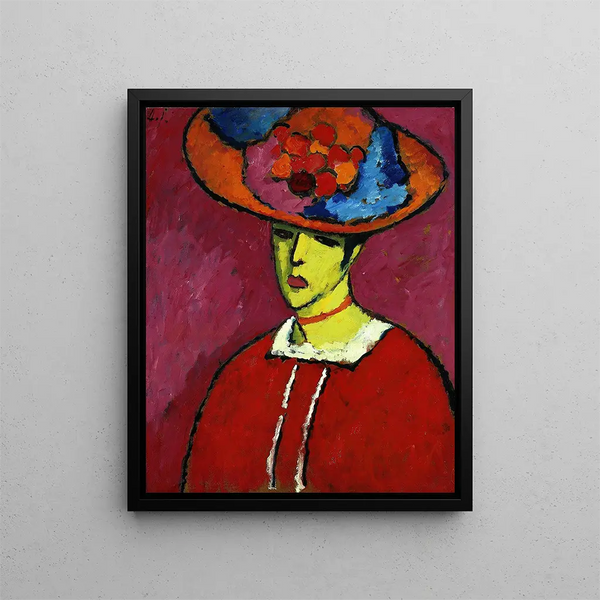 Schokko mit breitkrempigem Hut - Alexej von Jawlensky — gerahmtes Bild an der Wand