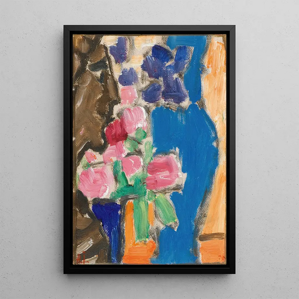 Reproduktion des Gemäldes Stillleben mit Blume Stillleben mit Vase und Halbprofil-Figur - Alexej von Jawlensky