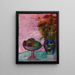 Stillleben mit Obstschale und Blumenvasen - Alexej von Jawlensky — gerahmtes Bild an der Wand