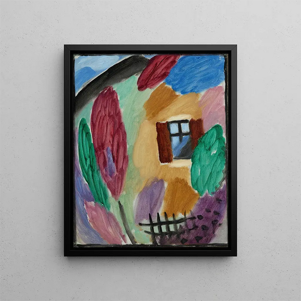 Variante mit Haus- und Gartenzäunung - Alexej von Jawlensky — gerahmtes Bild an der Wand