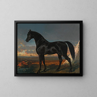 Alfred De Dreux - Cheval Noir Au Palmier.webp
