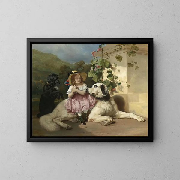 L'innocence zwischen zwei Dieben - Alfred de Dreux — gerahmtes Bild an der Wand