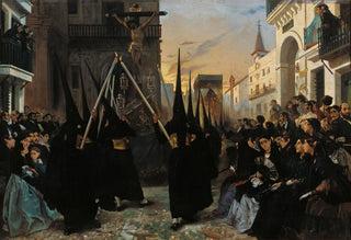 Alfred Dehodencq - A Confraternity in Procession along Calle Gnova.webp