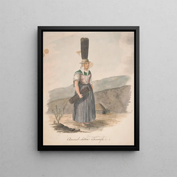 Verkäufer von Holzkohle auf Teneriffa (Konflikt des Falls) - Alfred Diston — gerahmtes Bild an der Wand