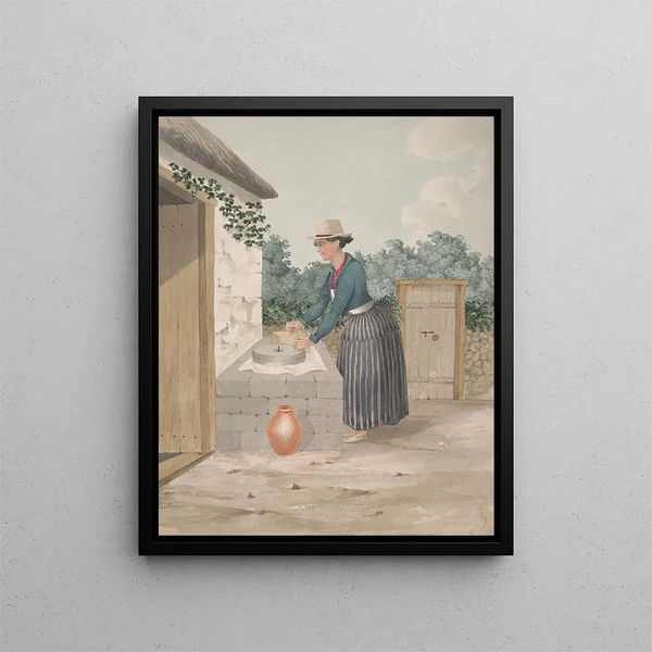 Moulin à main pour broyer Gofio Tenerife - Alfred Diston — gerahmtes Bild an der Wand