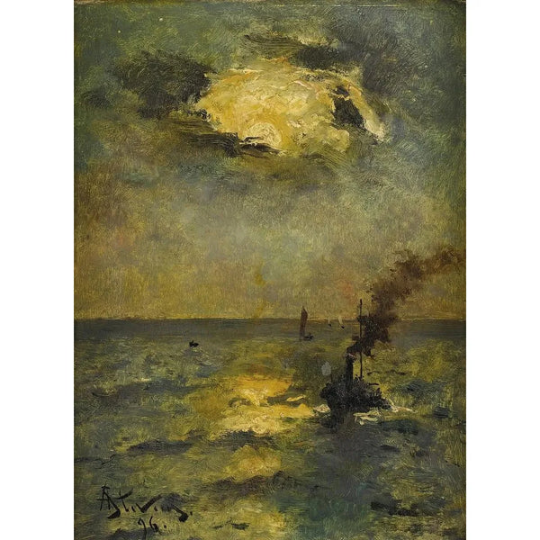 Reproduktion des Gemäldes Navires Soleil perçant à travers les nuages - Alfred George Stevens