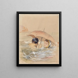 Alfred Grvin - Male and Female Bathers with Umbrella.webp