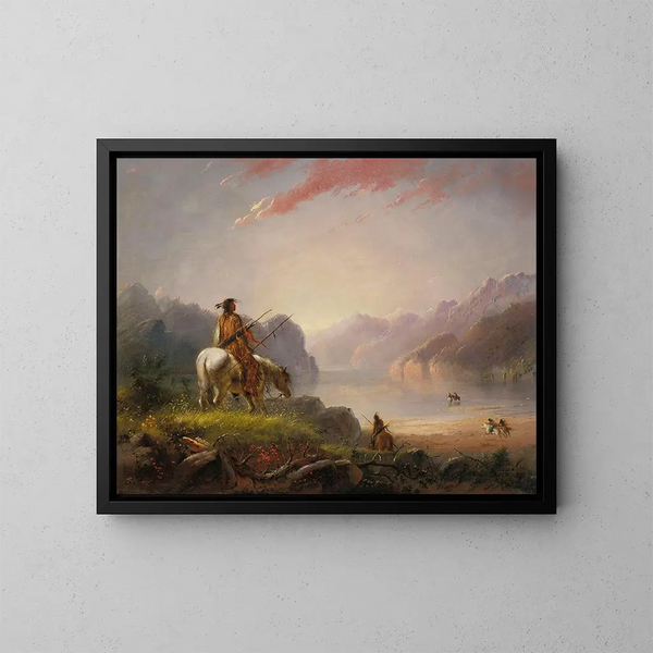 Sonnenuntergang über den Wind River - Alfred Jacob Miller — gerahmtes Bild an der Wand