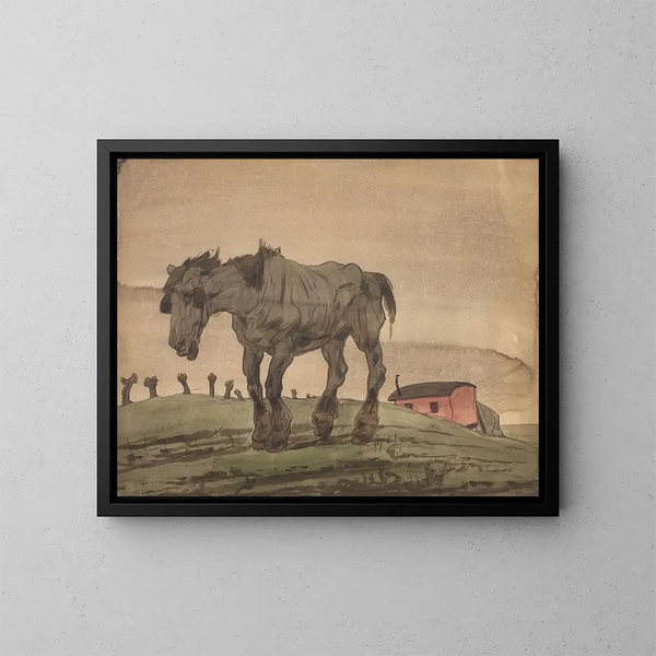 Verlassung des alten Pferdes - Alfred Ost — gerahmtes Bild an der Wand