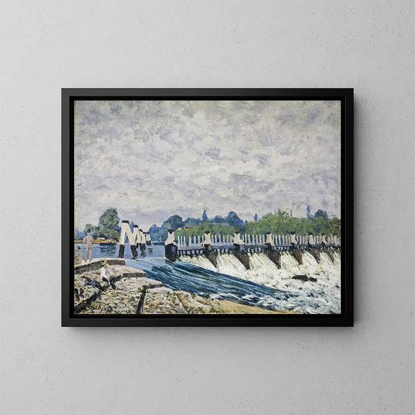 Weir de Molesey à Hampton Court - Alfred Sisley — gerahmtes Bild an der Wand