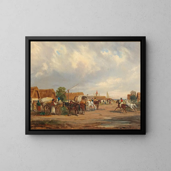 Dorf Ungarisch - Alfred Steinacker — gerahmtes Bild an der Wand