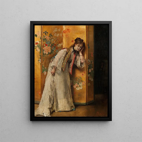 Curieux - Alfred Stevens — gerahmtes Bild an der Wand