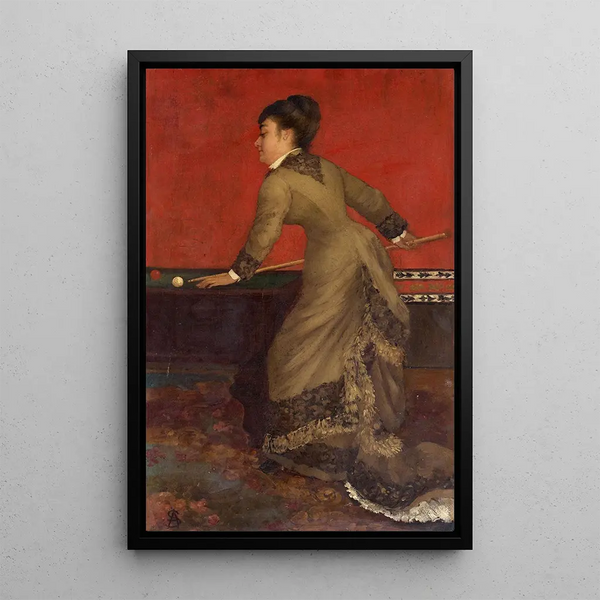 Elegantes Gemälde beim Billard - Alfred Stevens — gerahmtes Bild an der Wand