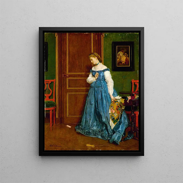 Zögern Madame Monteaux - Alfred Stevens — gerahmtes Bild an der Wand