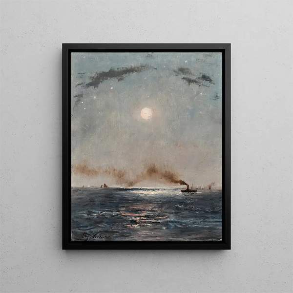 Meeres-Gemälde bei Nacht - Alfred Stevens — gerahmtes Bild an der Wand
