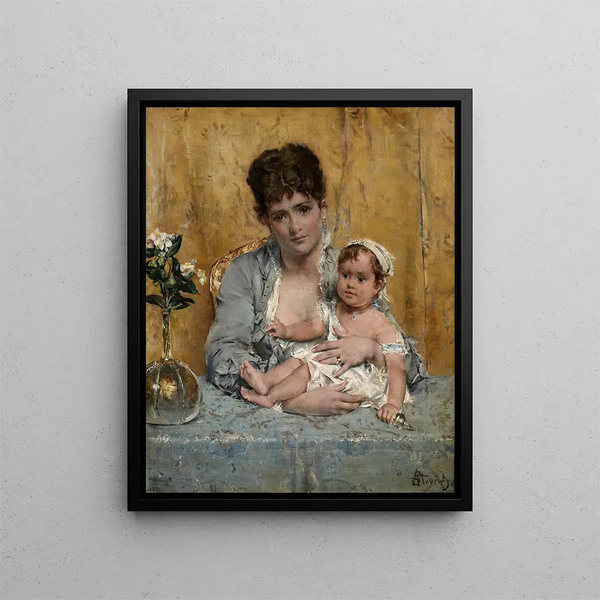 Mutter und Kind - Alfred Stevens — gerahmtes Bild an der Wand