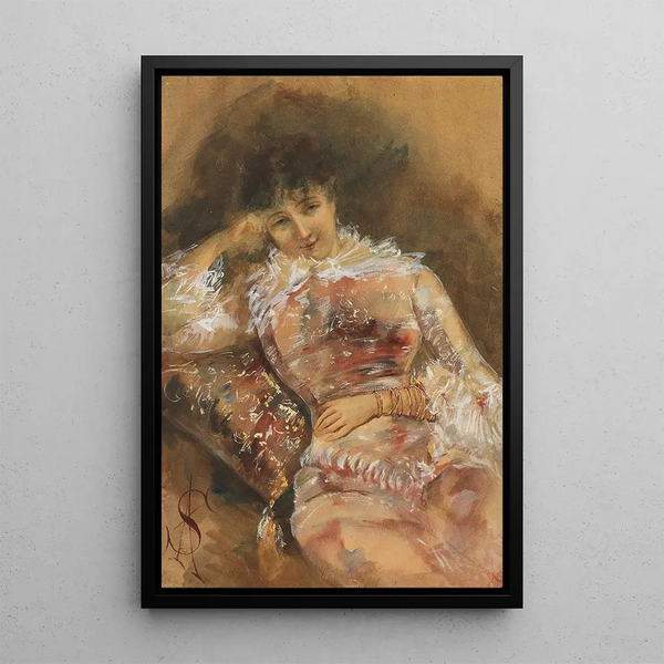 Reproduktion des Gemäldes Portrait von Sarah Bernhardt - Alfred Stevens