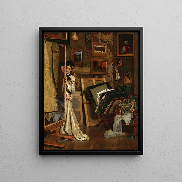 Le Psyché Mon Studio - Alfred Stevens — gerahmtes Bild an der Wand