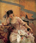 Junge Frau mit einem japanischen Paravent - Alfred Stevens — Ansicht des Kunstwerks