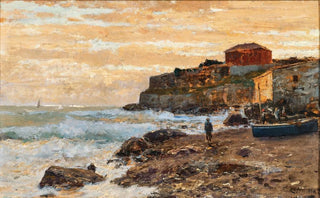 Alfred Zoff - A Fishing Boat on the Beach at Sunset.webp