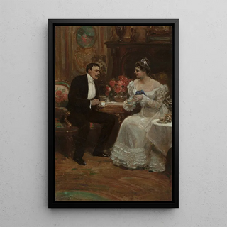 Alice Barber Stephens - Seated Couple Having Tea.webp