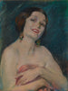 Modell, das Vorhänge hält - Alice Pike Barney — Ansicht des Kunstwerks