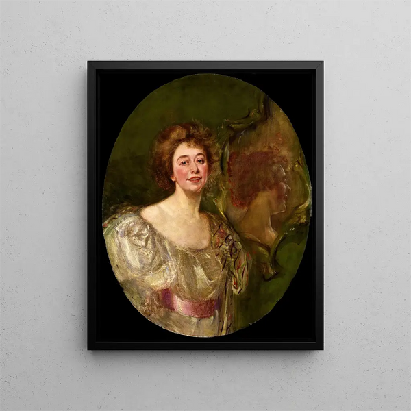 Selbstporträt reflektiert in einem Spiegel - Alice Pike Barney — gerahmtes Bild an der Wand