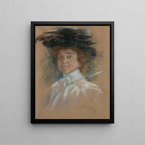 Selbstporträt mit Hut und Schleier - Alice Pike Barney — gerahmtes Bild an der Wand