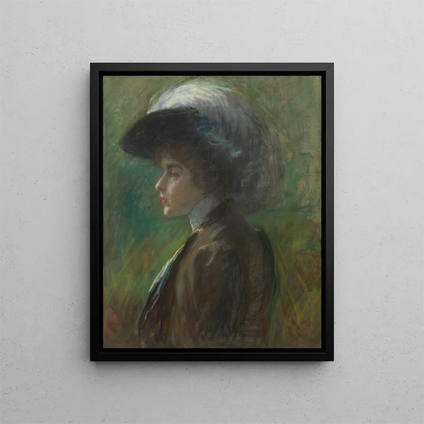 Der Federhut - Alice Pike Barney — gerahmtes Bild an der Wand