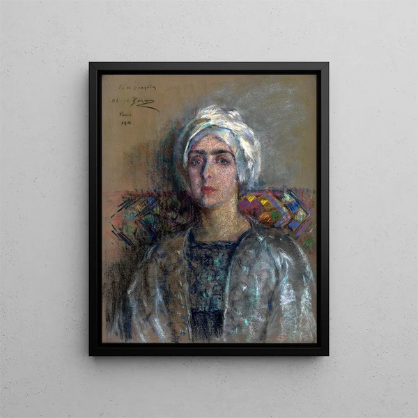 Der weiße Turban - Alice Pike Barney — gerahmtes Bild an der Wand