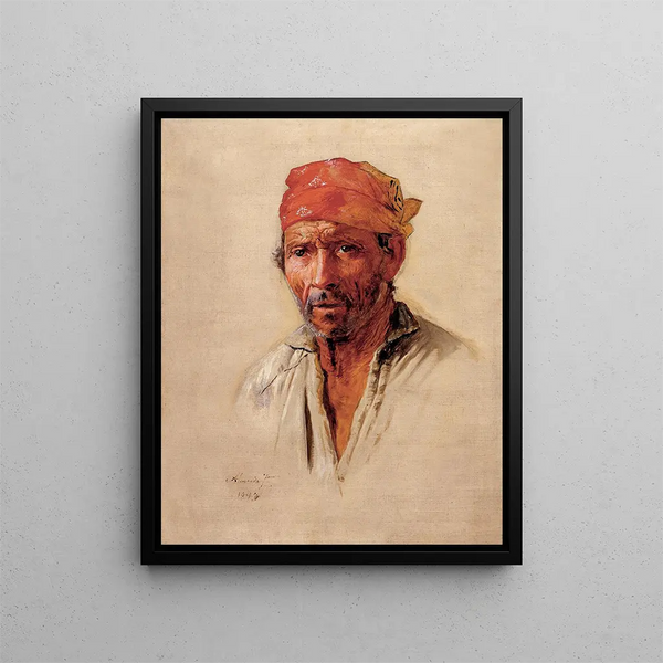 Studie des Kopfes von Caipira - Almeida Júnior — gerahmtes Bild an der Wand