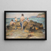 Jungen an einem felsigen Strand - Alphons Hollaender — gerahmtes Bild an der Wand