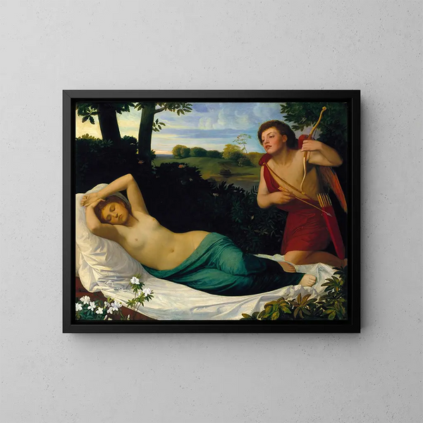 Cupidon und Psyche - Alphonse Legros — gerahmtes Bild an der Wand