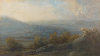 Alphonse Legros - Mountain Landscape with two Figures at the Right.webp